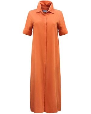 Perlavera Como Cotton Short Sleeve Length Missy Fit Maxi Dress - Orange