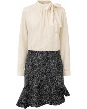 Svetlana K Adele Dress – Organic Cotton Voile & Floral Jacquard - Black