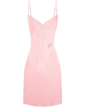 Silkinc Crystal Bias Cut V-Neck Mini Slip Dress - Pink