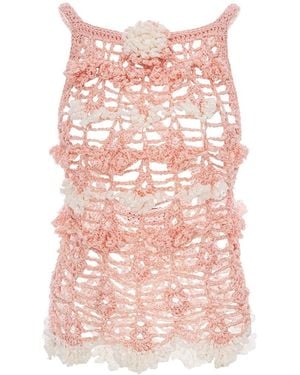 Andreeva Chrysanthemum Handmade Crochet Top - Pink