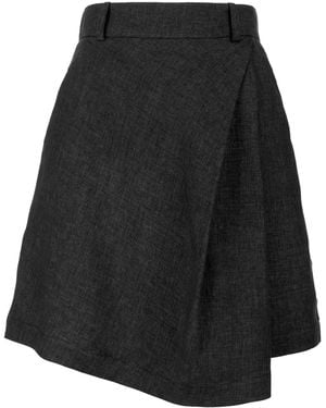 Jana Coshè Linen Skort With Asymmetric Wrap Front - Black