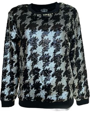 Any Old Iron Dogstooth Reversible Sequin Sweatshirt - Black