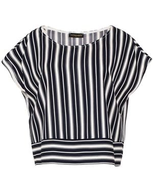 Conquista Striped Top With A Boat Neckline - Black