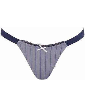 Belletage Swimwear The Ivy Pinstripe Bikini Bottom - Blue