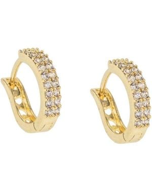 Seven Saints Huggie Hoop Earrings, Over Sterling With Zirconia Diamonds - Metallic