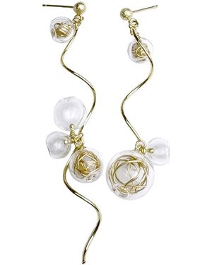 Paisie Asymmetrical Swirl Sphere Earrings - Metallic