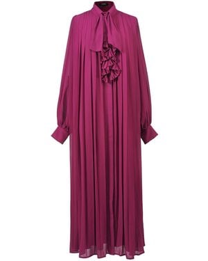 Smart and Joy Multipleats Ascot-Tie Dress - Purple