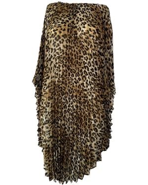 Monica Mahoney Sutton Starburst Pleated Leopard Chiffon Dress - Multicolor