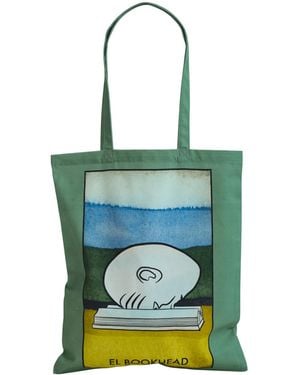 Lost Pattern El Bookhead Cotton Tote Bag - Green