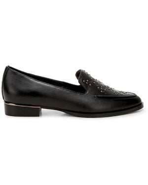 Rag & Co Gabassi Studded Genuine Leather Loafers - Black