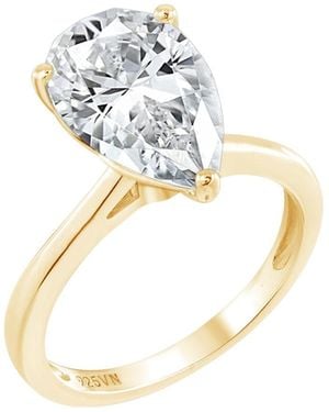 Diamonbliss Five Carats Pear Cut Solitaire Cocktail Ring - Metallic