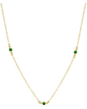SET & STONES Birthstone Station Necklace- May - Metallic