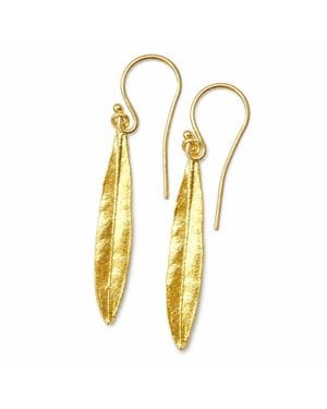 Mother Nature Jewelry Leaf Earrings, Handmade Dangles - Metallic