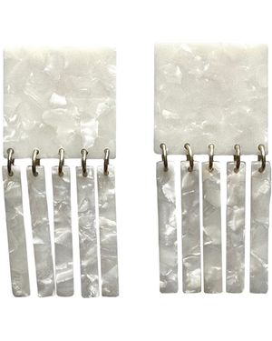 CLOSET REHAB Square Fringe Earrings - White