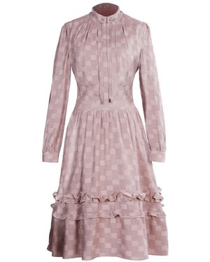 Smart and Joy Neutrals Fit & Flare Blouse Dress - Pink