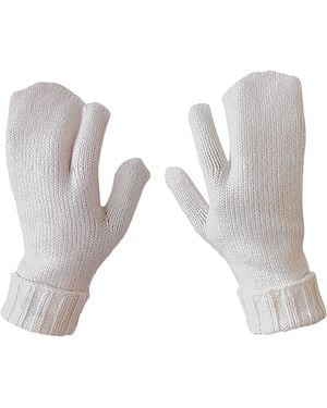 London Atelier Byproduct Neutrals Soft Two Finger Knitted Mitten Gloves - White