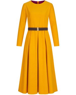 Marianna Déri Corduroy Belted Dress - Yellow