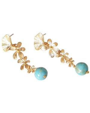 Way to Chic Flower Earrings With Jade - Metallic