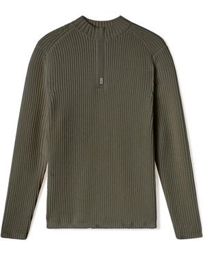 Weston Jon Boucher Sentry Half Zip Cashmere Wool Slim Fit Jumper Heavyweight - Green