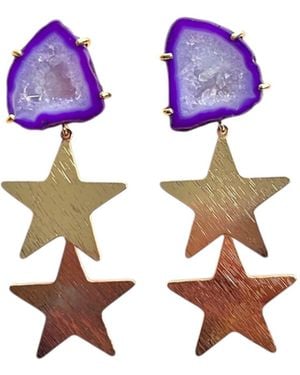 Magpie Rose Double North Star Earrings - Purple