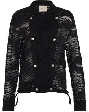 Theo the Label Artemis Fern Lace Bomber Jacket - Black