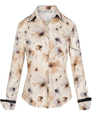 Farinaz Double Collar Cuff Blouse - Natural