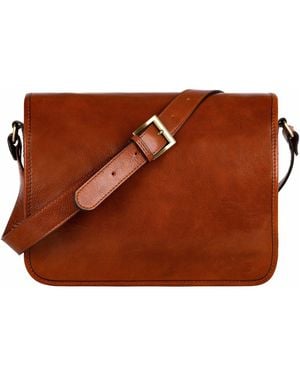 Time Resistance Cognac Leather Messenger Bag – The Stranger - Brown