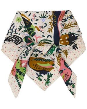 Saachi Birds And Insects Silk Bandana - Green