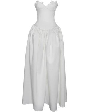Miss Circle New York Naila Lace Trim Strapless Drop Waist Wedding Gown - Grey