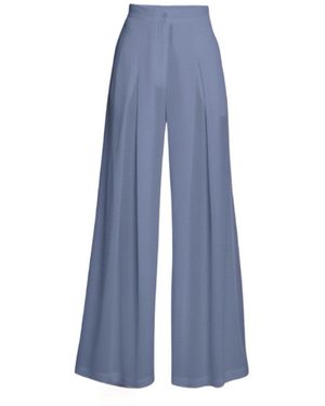 Imaatu Sande High-Waist Wide-Leg Palazzo Viscose-Linen Trousers With Pockets - Blue