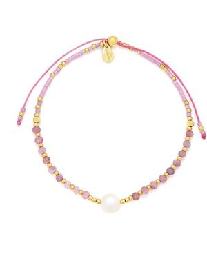 KAMARIA Lumira Mini Pearl & Gemstone Adjustable Bracelet With Miyuki Beads - Metallic