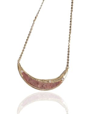 Rare Matters Jewelry Sparkles Strawberry Quartz Curved Bar Pendant Necklace - Multicolour