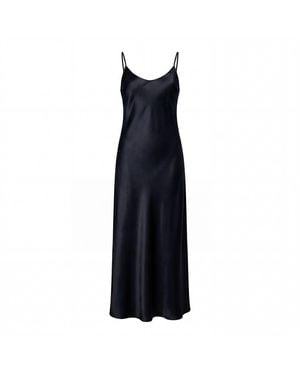 Vimissia Long Silk Slip Dress - Black