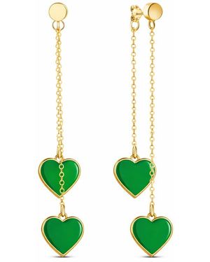Rejected Hearts Club Single Hearted Girl Double Sided Heart Charm Earrings - Green