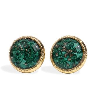 Kate Koel Malachite Stud Earrings — Round Stone Studs - Green