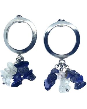 Tg-Jewellery by Tamara Gervasio Round Stud Drop Moonstone & Iolite Earrings – Sterling - Blue