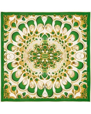 Kargede Designer Silk Scarf – Square, Mulberry Twill - Green