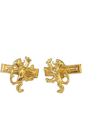 Simon Kemp Jewellers Rampant Lion Cufflinks Eighteen Carat On Solid Sterling - Metallic