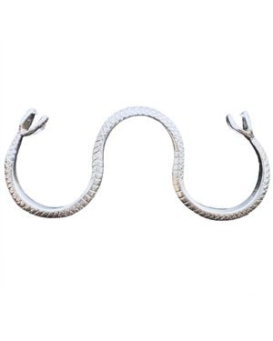 Aki Roc Jewelry Three-Finger Doubled Head Snake Ring - White