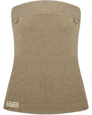 Pcfg Neutrals Linen Blend Strap Top - Green