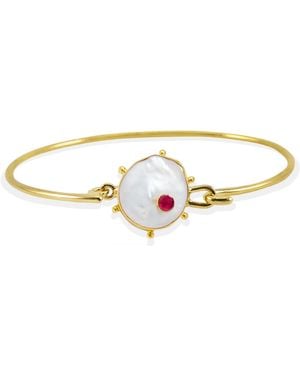 Vintouch Italy Rebel Rebel Pearl & Ruby Cuff Bracelet - Metallic