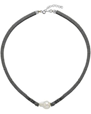 LINYA JEWELLERY Silga Baroque Pearl Hematite Stone Necklace - Metallic