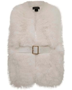 James Lakeland Buckled Cream Faux Fur Collar - White