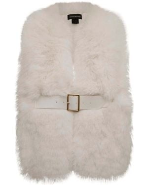 James Lakeland Buckled Cream Faux Fur Collar - White
