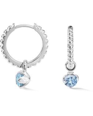 Dower & Hall Aquamarine Charm On Large Dotty Orissa Hoops - Metallic