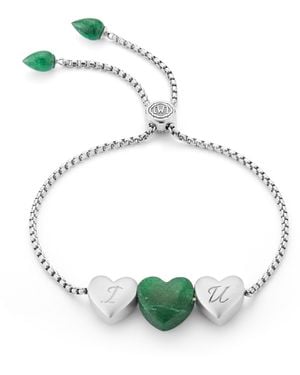 LMJ Luv Me Aventurine Bolo Adjustable I Love You Heart Bracelet - Green