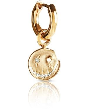 Kasun Smile Hoop Earrings – March – Aquamarine – Plated - Metallic