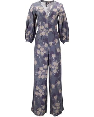 lords of harlech Jill Lans Floral Stretch Tencel Jumpsuit - Blue