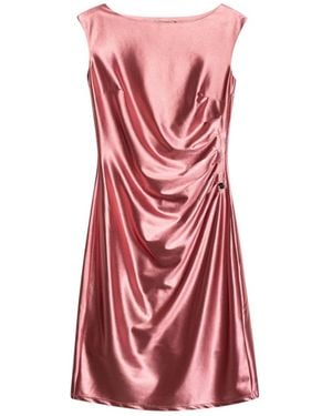 Niza Elle Metallic Short Dress With Draping - Red