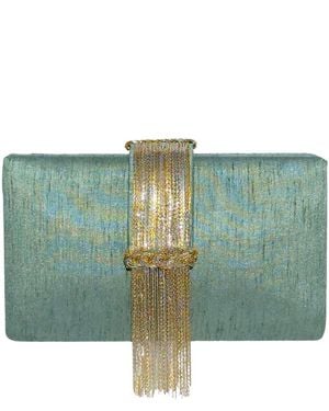 Simitri Sage Fringe Clutch - Green